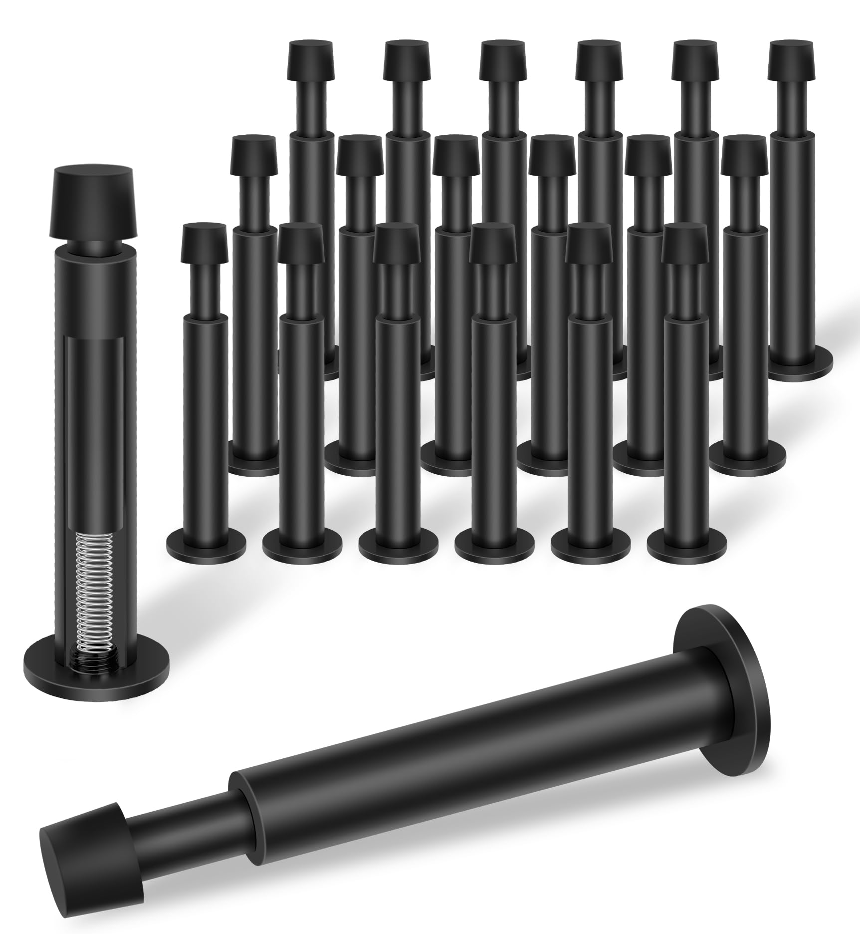 KOLAKO 20 Pack Black Door Stops - Spring Door Stop, 4.4 Inch Doorstop, Wall Protector โ image 1