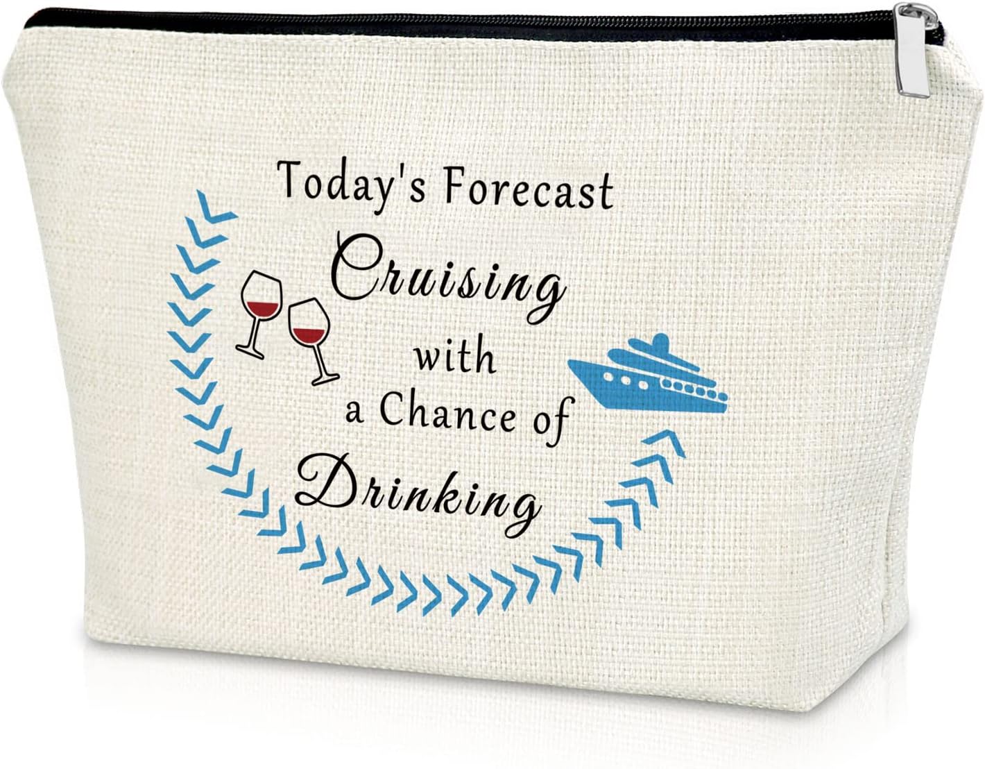 SazuwuCruise Themed Makeup Bag Cosmetic Organizers Travel Pouch for Women Cruise Lovers Vacation Trip Cocktail Lovers Birthday Christmas Gift for Friend Sister