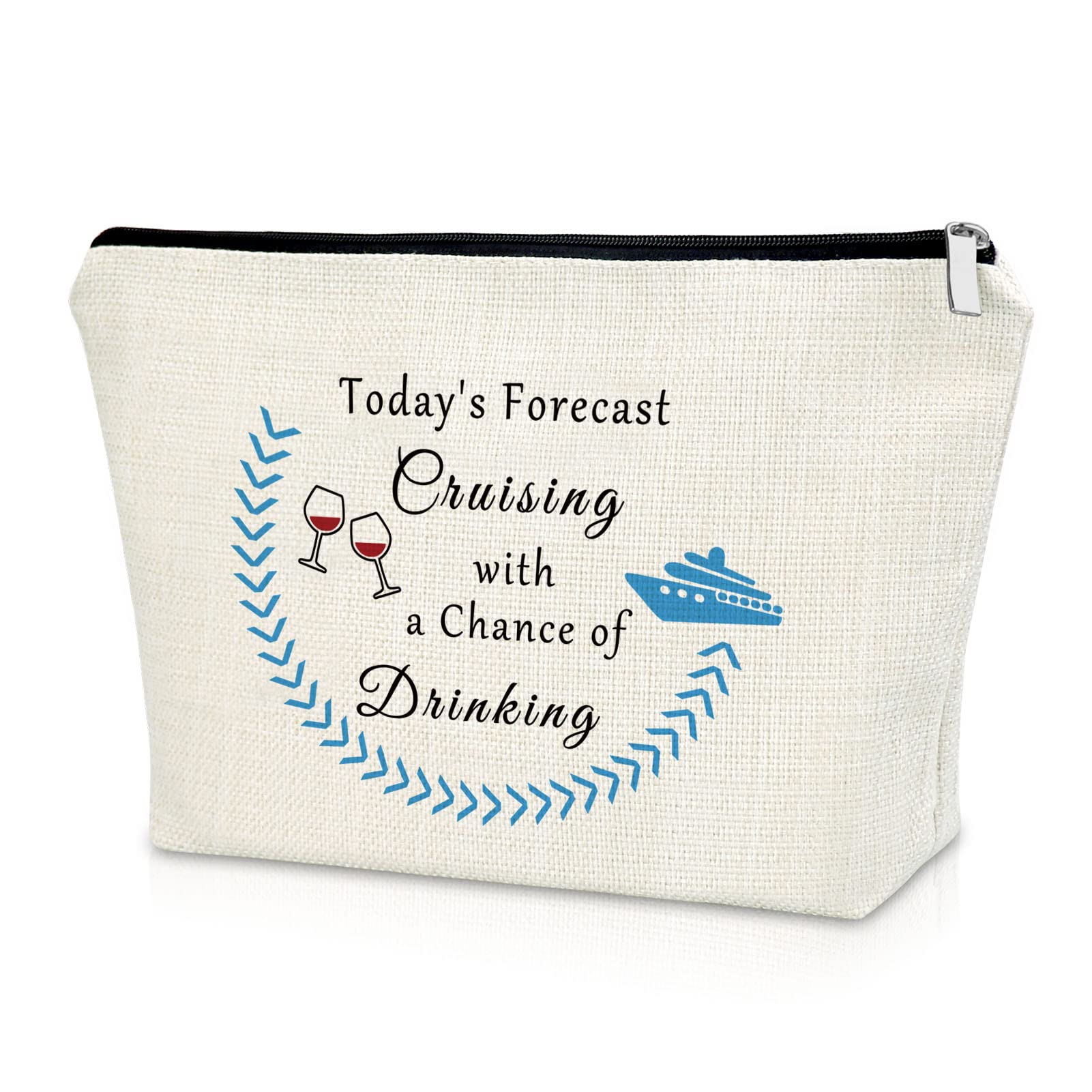 SazuwuCruise Themed Makeup Bag Cosmetic Organizers Travel Pouch for Women Cruise Lovers Vacation Trip Cocktail Lovers Birthday Christmas Gift for Friend Sister