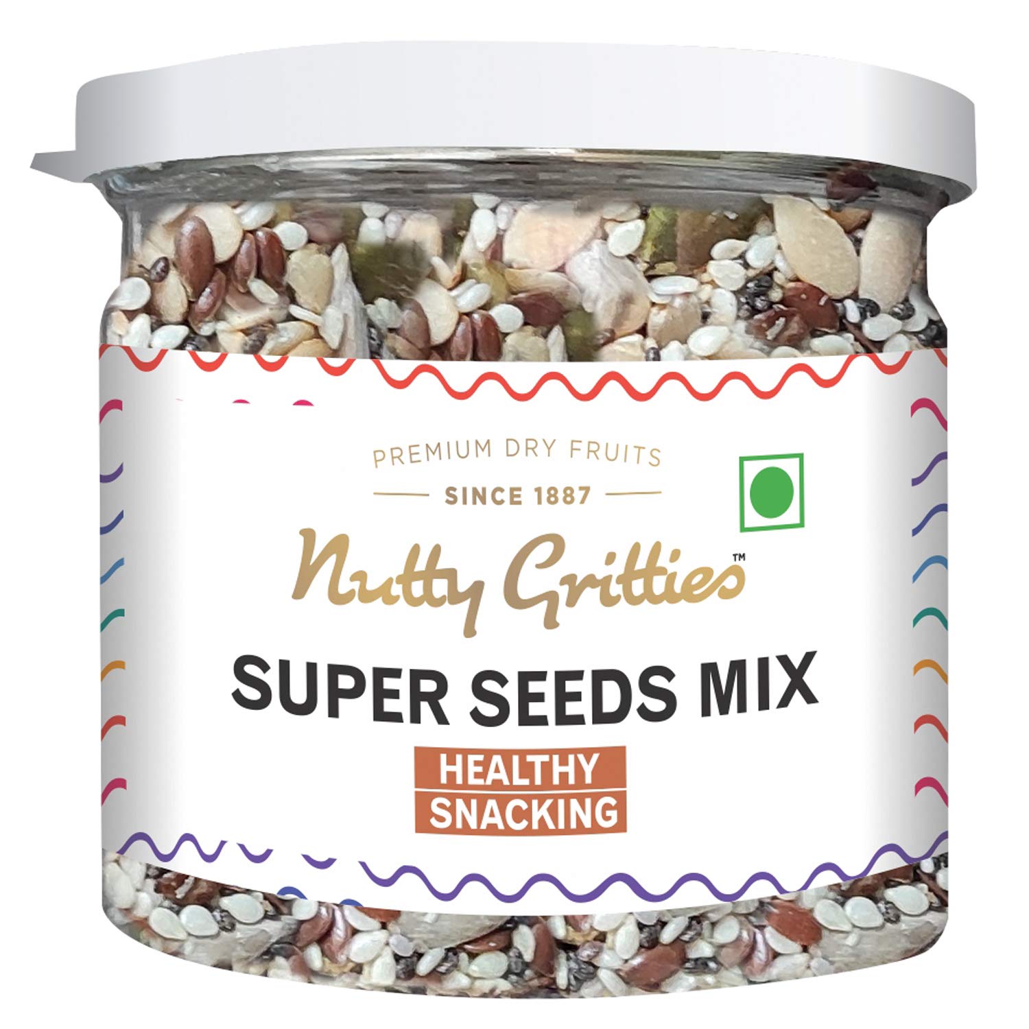 Nutty Gritties Super Seeds Mix 100g - Roasted - Flax, Chia, Sesame, Sunflower, Watermelon, Pumpkin Seeds