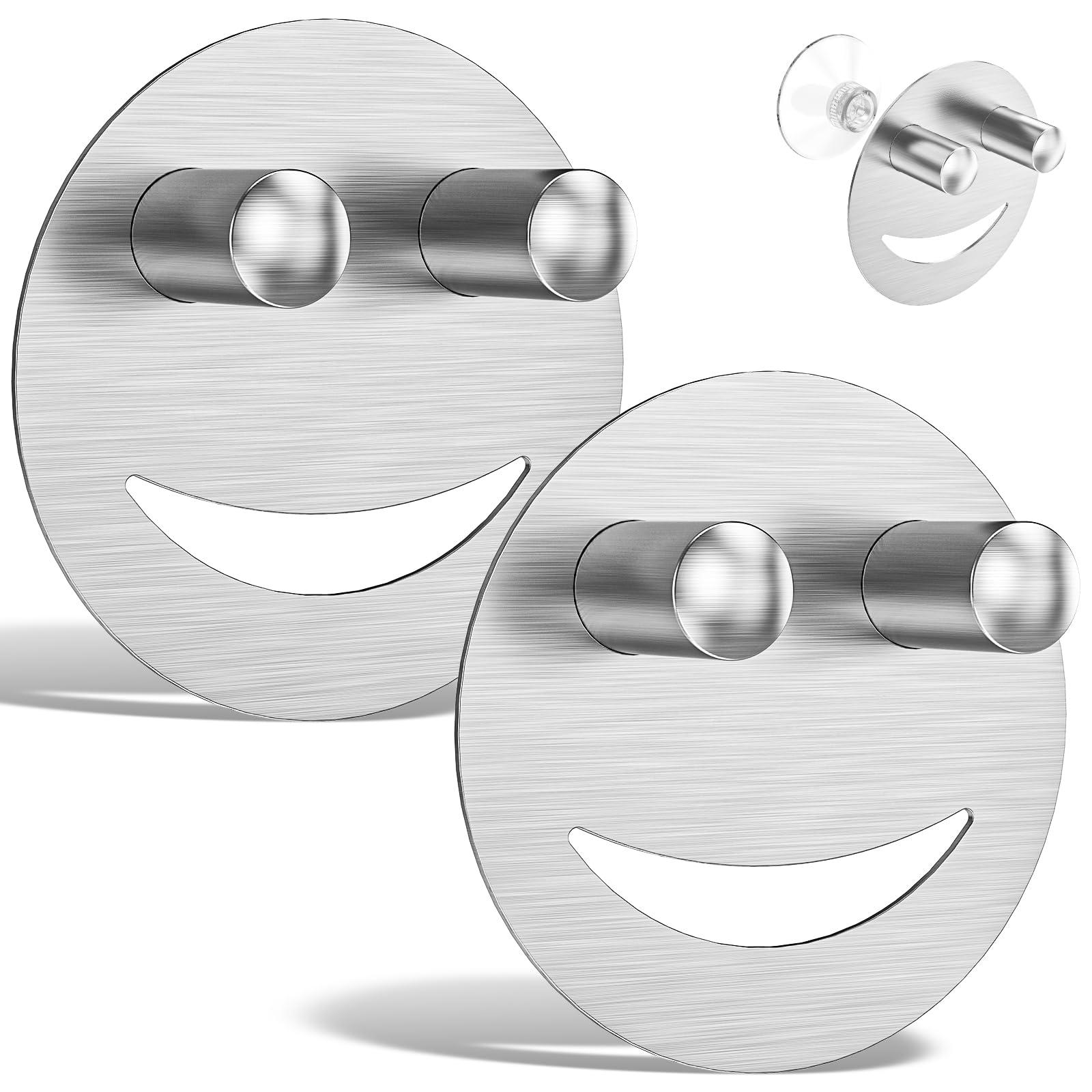 Ghshanog Silver 2Pcs Smile Face Sponge Holder, Suction Sponge Organizer, Stainless Steel Sponges Holder Funny Sink Tidy Organiser For Countertop Kitchen Bathroom Storage & Organisation