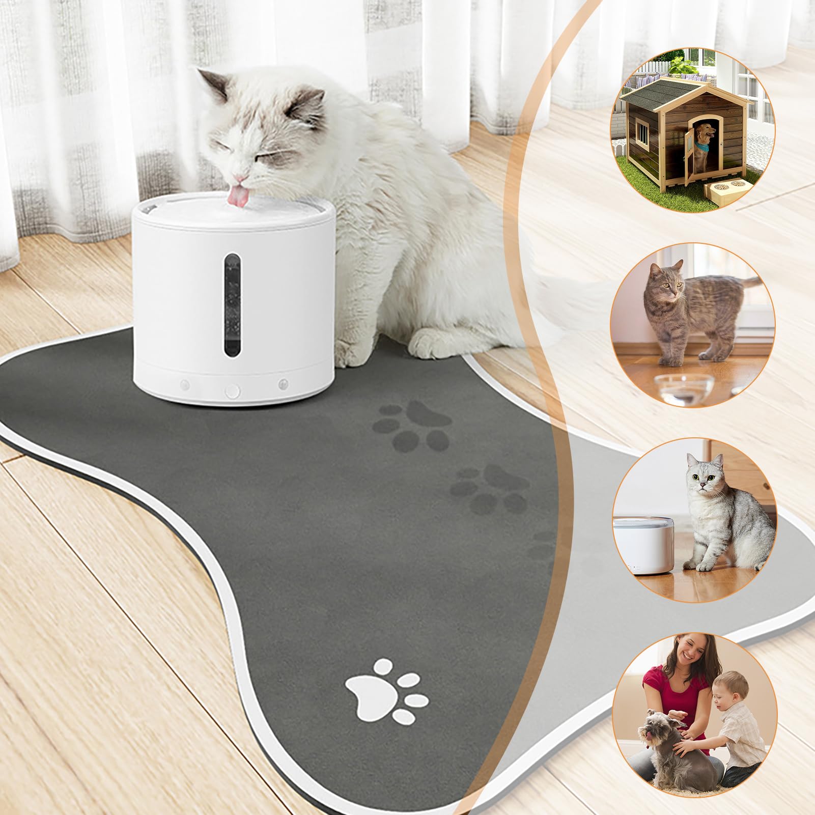 Tapis d'alimentation en silicone imperméable pour chien et chat, tapis antidérapant pour gamelle, pour chiens, chats et autres (40 x 60 cm)