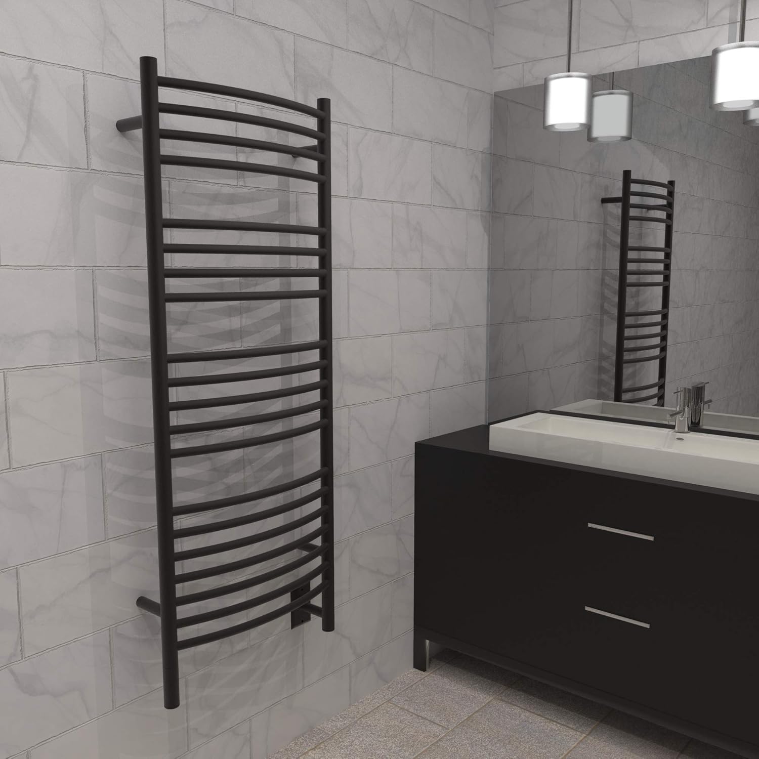 Amba Jeeves DCO Model D-Curved 20-Bar Hardwired Towel Warmer in Oil Rubbed Bronze