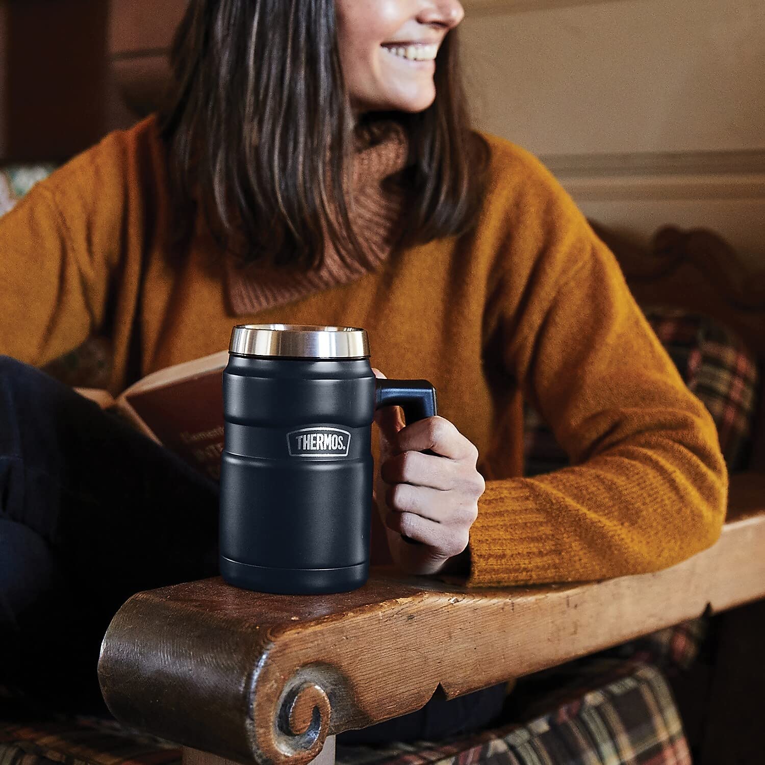Thermos Stainless King - Taza de café de 473 ml, color azul medianoche