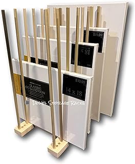 Adjustable Art Storage Rack - 24” long x 11” wide with 24” tall dowels - Art Canvas Storage