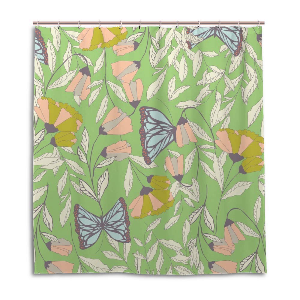 Rideau de douche floral vert et blanc pour transformer votre salle de bain