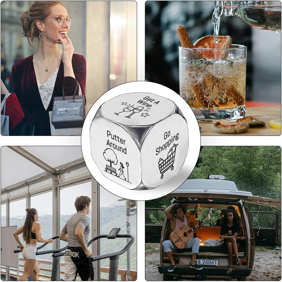 UNICRAFTALE Retirement Activity Dice 1 Set Stainless Steel Activity Decision Dice Retirement Gifts Coworker Colleague Employee Appreciation Gifts for Men Women Birthday