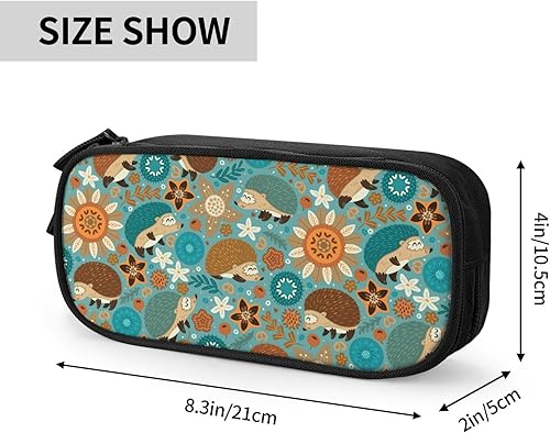 Miniatura 2 de Lindos erizos y estampado floral estuche de gran capacidad para lápices titular de la pluma bolsas de lápiz organizador de cremallera bolsa de