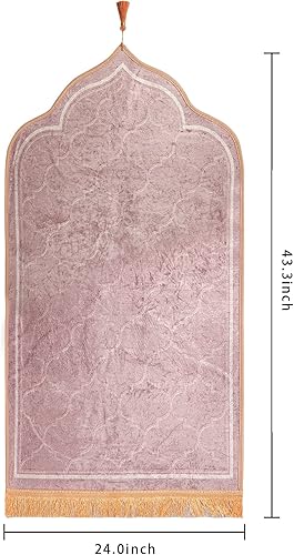 Miniatura 3 de Alfombra de oración musulmana, alfombra de terciopelo islámico turco, para regalos de Ramadán, alfombra de oración de franela suave para mujeres y