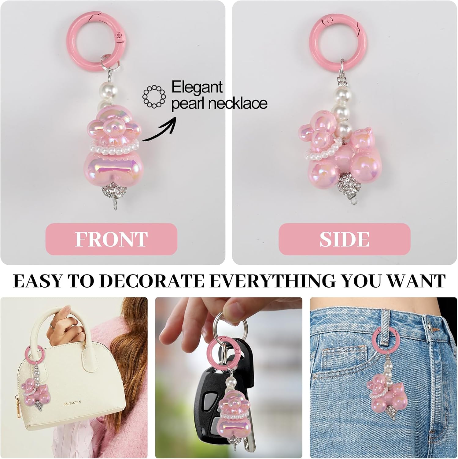 3D Handpainted Beaded Phone Wrist Strap for Women Girl Playful Phone Charms