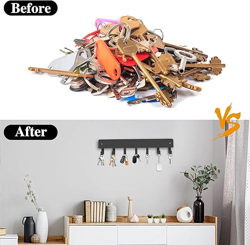 Miniatura 3 de Soporte para llaves de pared, ganchos para llaves con 7 ganchos, no requiere taladrar, soporte para llaves autoadhesivo, soporte de pared para