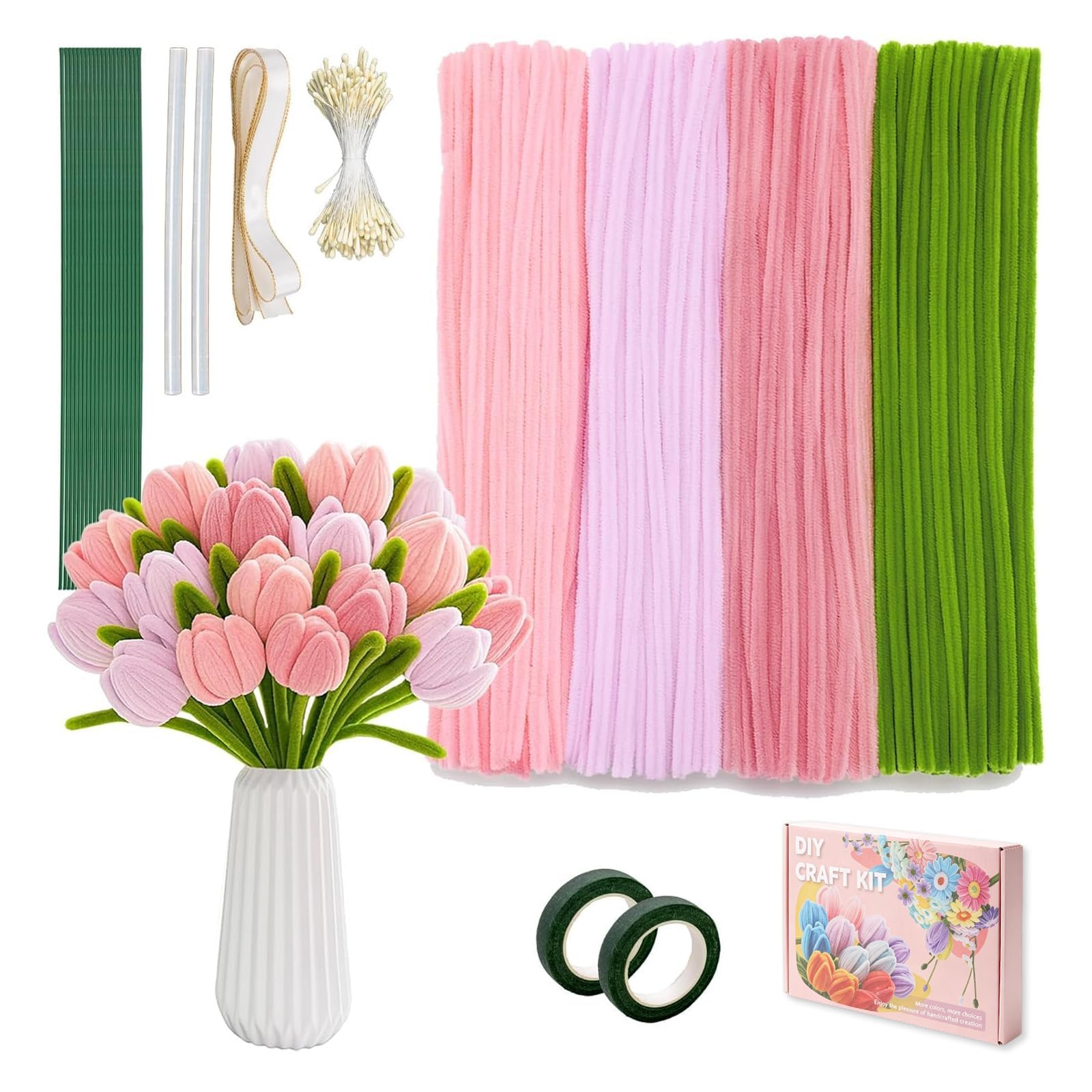 Pfeifenreiniger Blumen Set