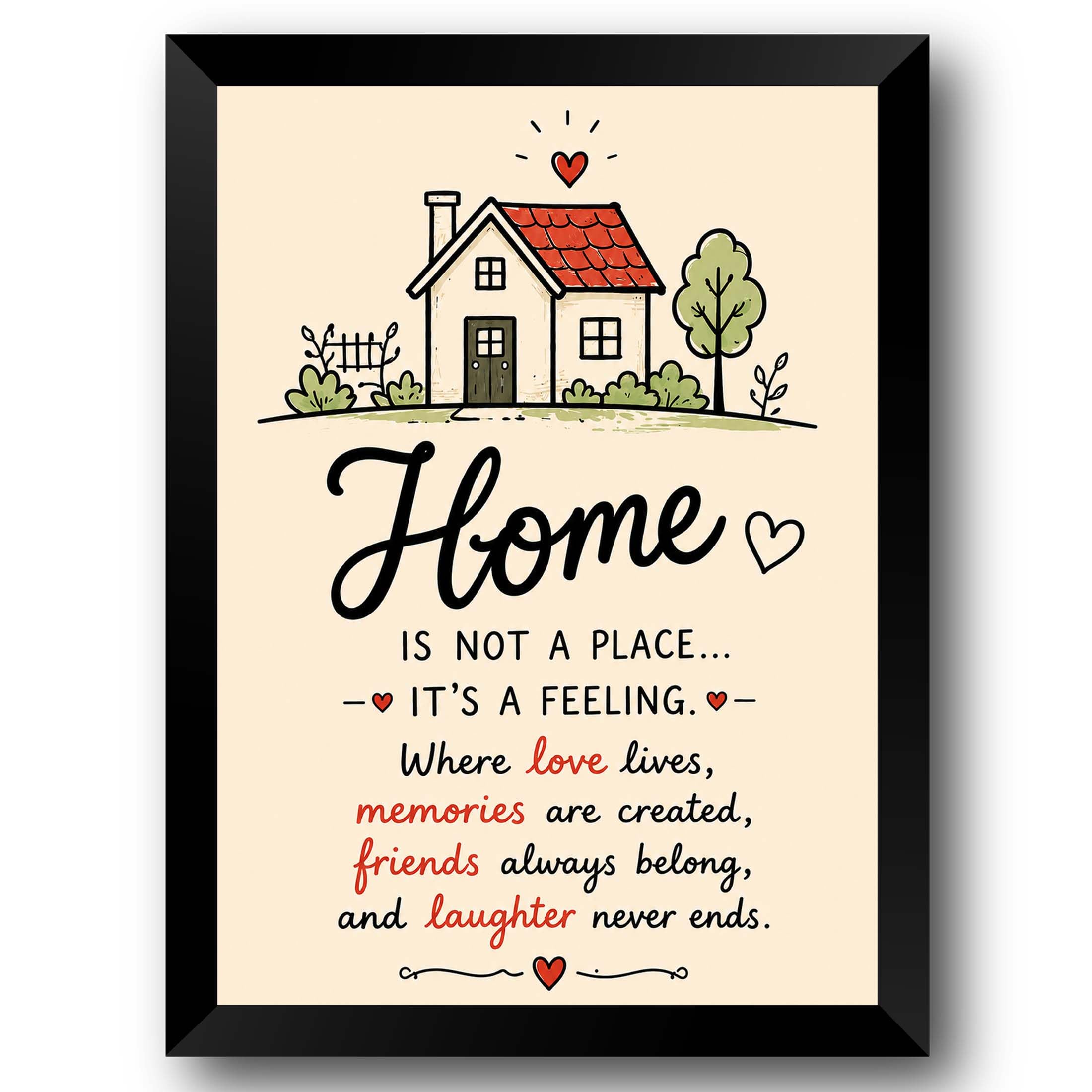 Home Quote Wall Frame | Home Is Not a Place It's a Feeling Wooden Framed Wall Decor | Living Room, Bedroom, Hallway, Entryway & Housewarming Gift | Premium Decorative Wall Art (Black Frame) (13.6 Inch X 10.2 Inch).-image-42