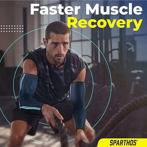 Miniatura 7 de Sparthos Mangas de compresión para brazos, ayuda en la recuperación y apoya el estilo de vida activo, innovadora mezcla elástica transpirable