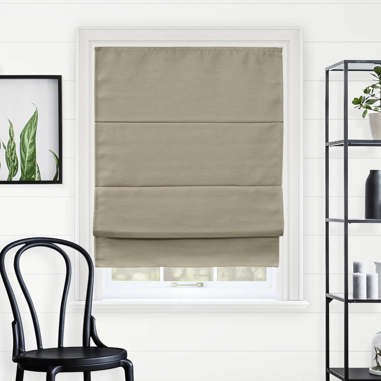 CHICOLOGY Roman Shades for Windows, Blackout Window Treatments for Home, 23" W X 64" H, Del Mar Sandscastle (Blackout) Del Mar Sandscastle (Blackout) 2.25"W x 23"H