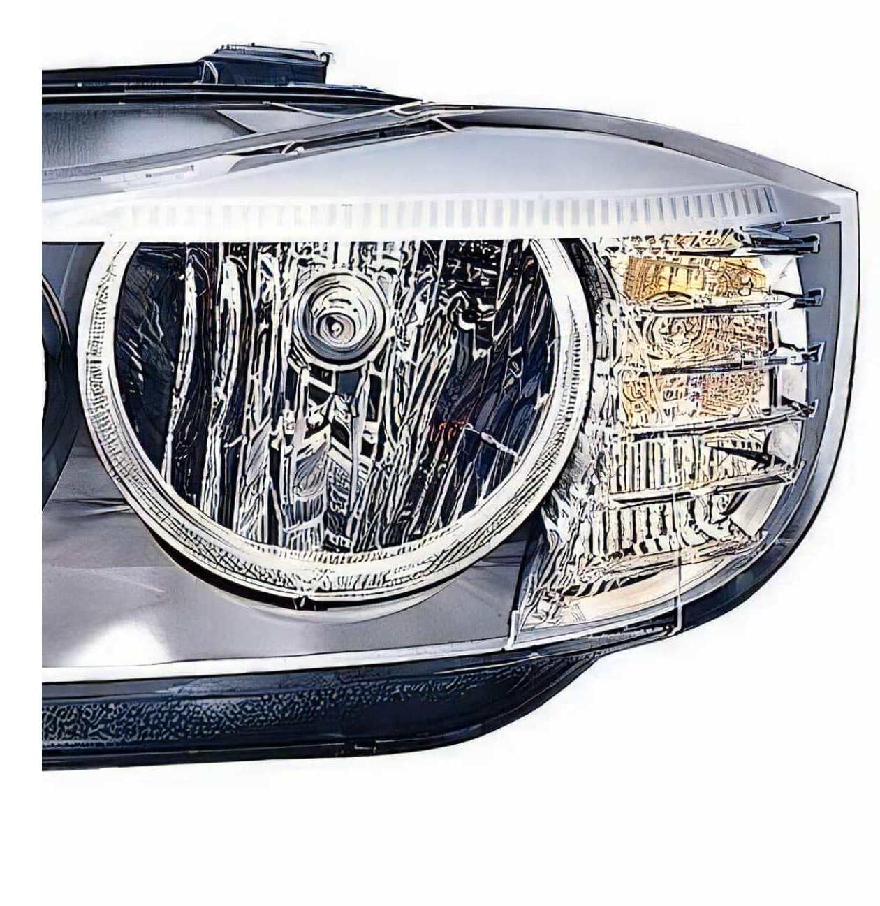 Fanale realizzato per BMW Serie 3 E90 2008> Sinistro H7 alogeno pred. per regol. elettrica equivalente Fari VALEO 63117202573