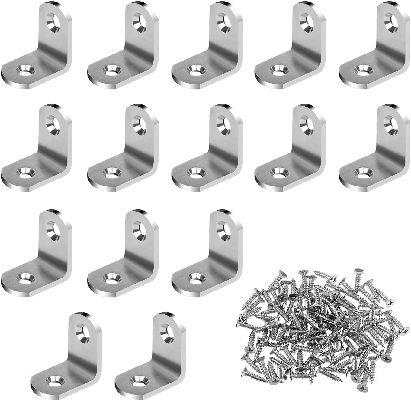 Angle Brackets 20mm, 16 Piece L Shaped Small Bracket Corner Brace 90