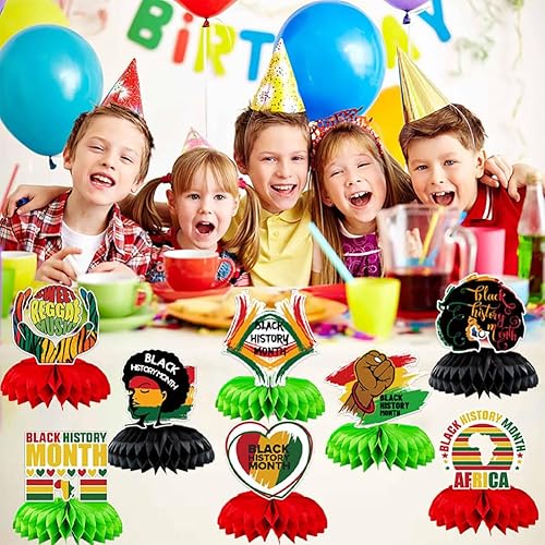 Miniatura 3 de Decoraciones de fiesta del mes de la historia negra, centros de mesa de nido de abeja, 8 piezas afroamericanas BHM Country Festival, historia negra,
