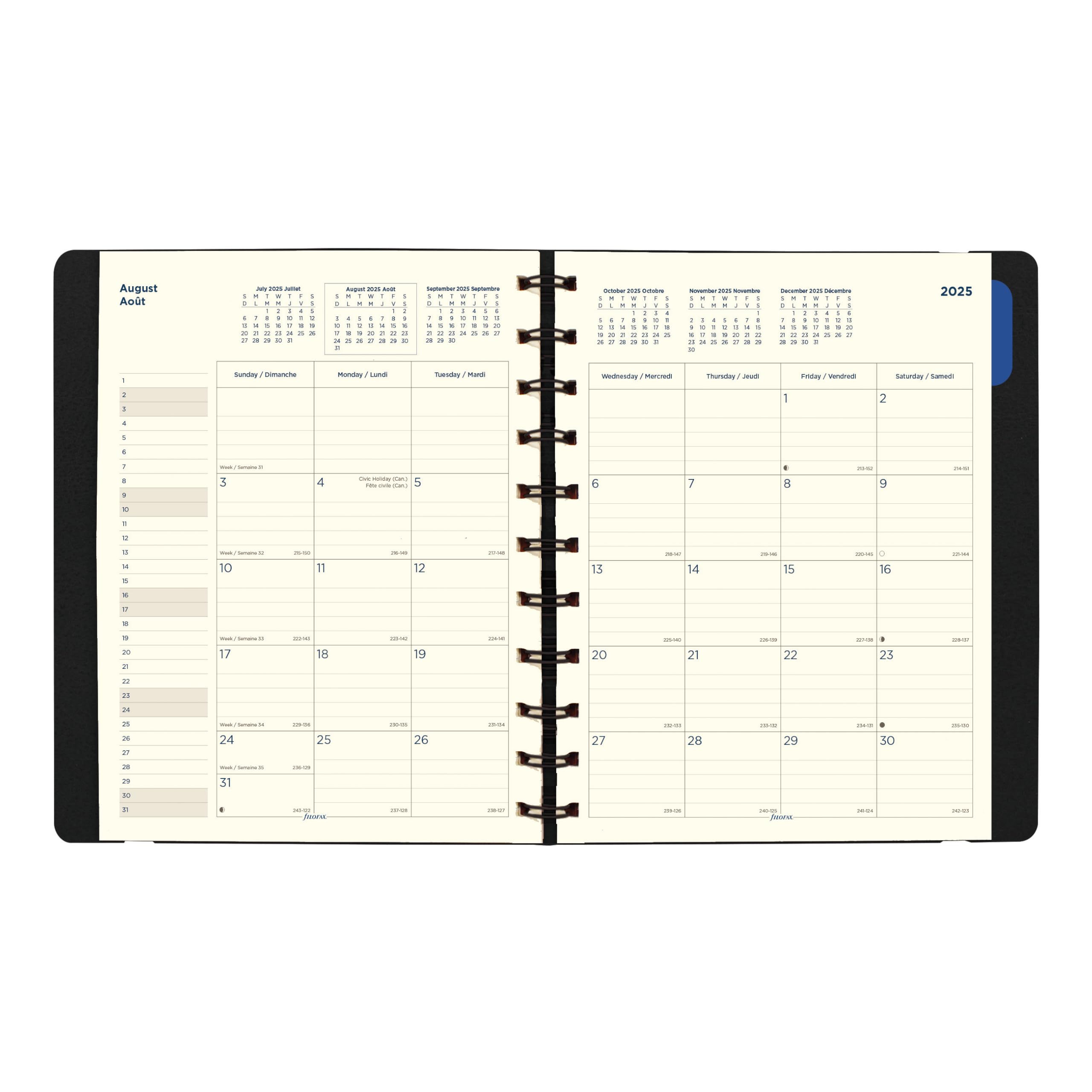 Filofax® Agenda mensual 2027, 17 meses, de agosto de 2026 a diciembre de 2027, encuadernación de doble alambre, bilingüe, 27.6 x 21.6 cm, color negro (C1811001)