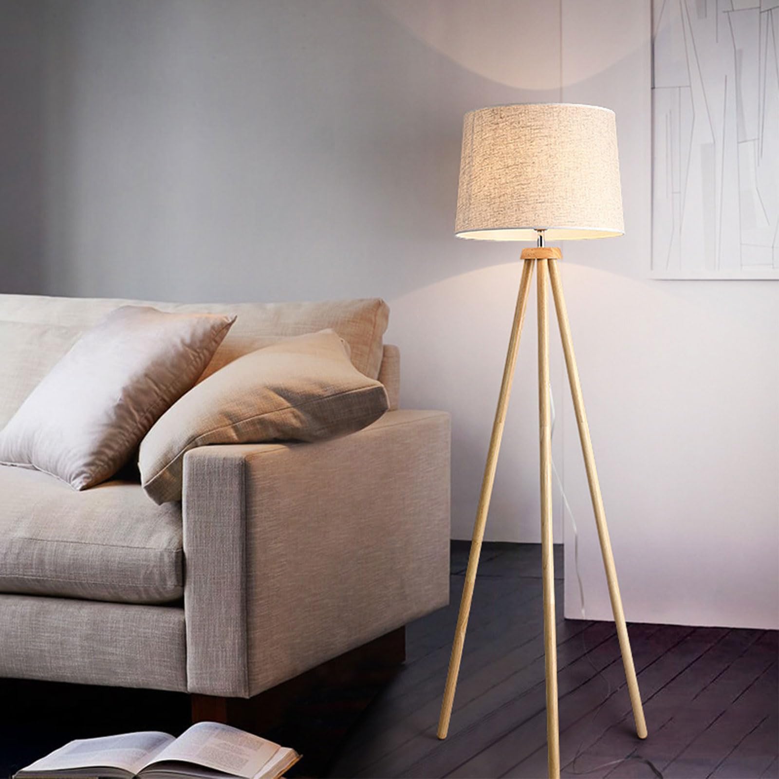 Floor Lamp for Living Room Bedroom, Standing Lamps Tall Lamp, Modern LED Reading Light 3 Color Temperatures Adjustable Bedside Lamps for Bedroom Living Room Office Decor c (Tripod)