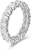 Vista 6 de Yaxa Essentials Eternity Band - Anillo de plata de ley con circonita cúbica