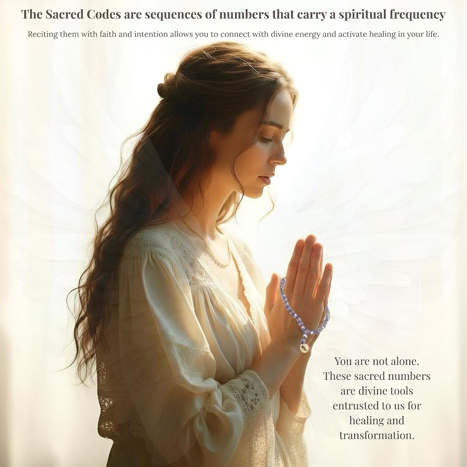 SIFRIMANIA Sacred Codes with 45 Prayer Beads Rosary – 50 Activation Codes, Affirmation & Reflection Cards – Spiritual Gift Set in English & Spanish – Not Full Code Deck