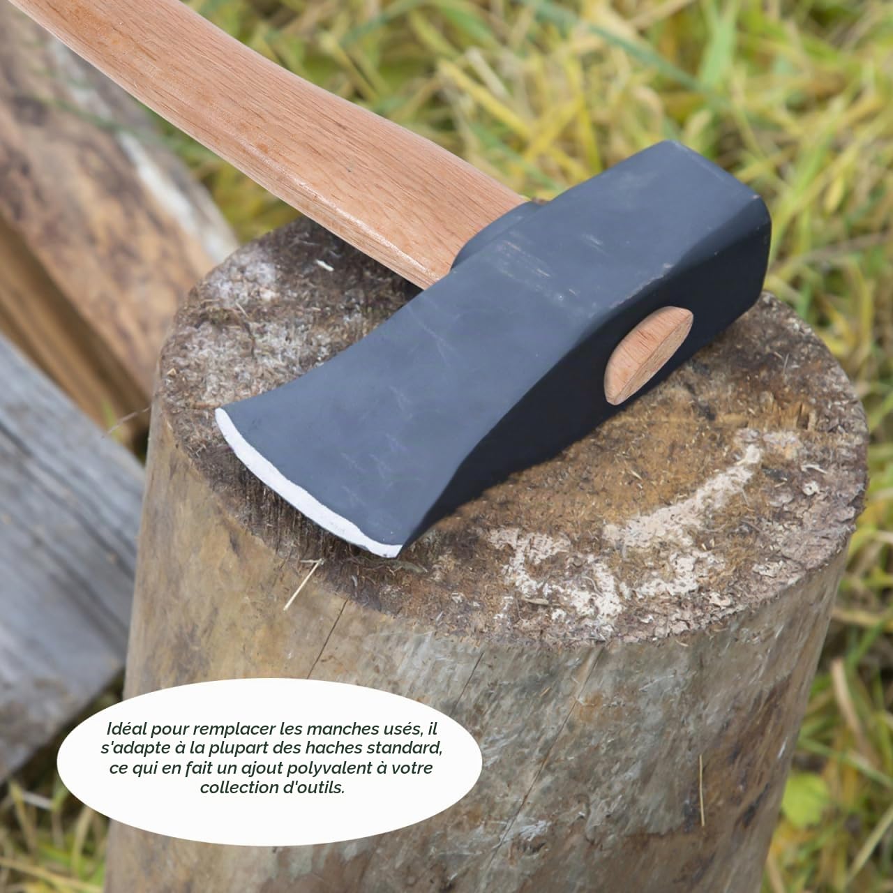 VILLCASE Poignée en Bois pour Hachette 40 cm – Prise Ergonomique et Antidérapante pour une Meilleure Stabilité et Sécurité – for Jardinage, Aménagement Paysager, Travaux Extérieurs