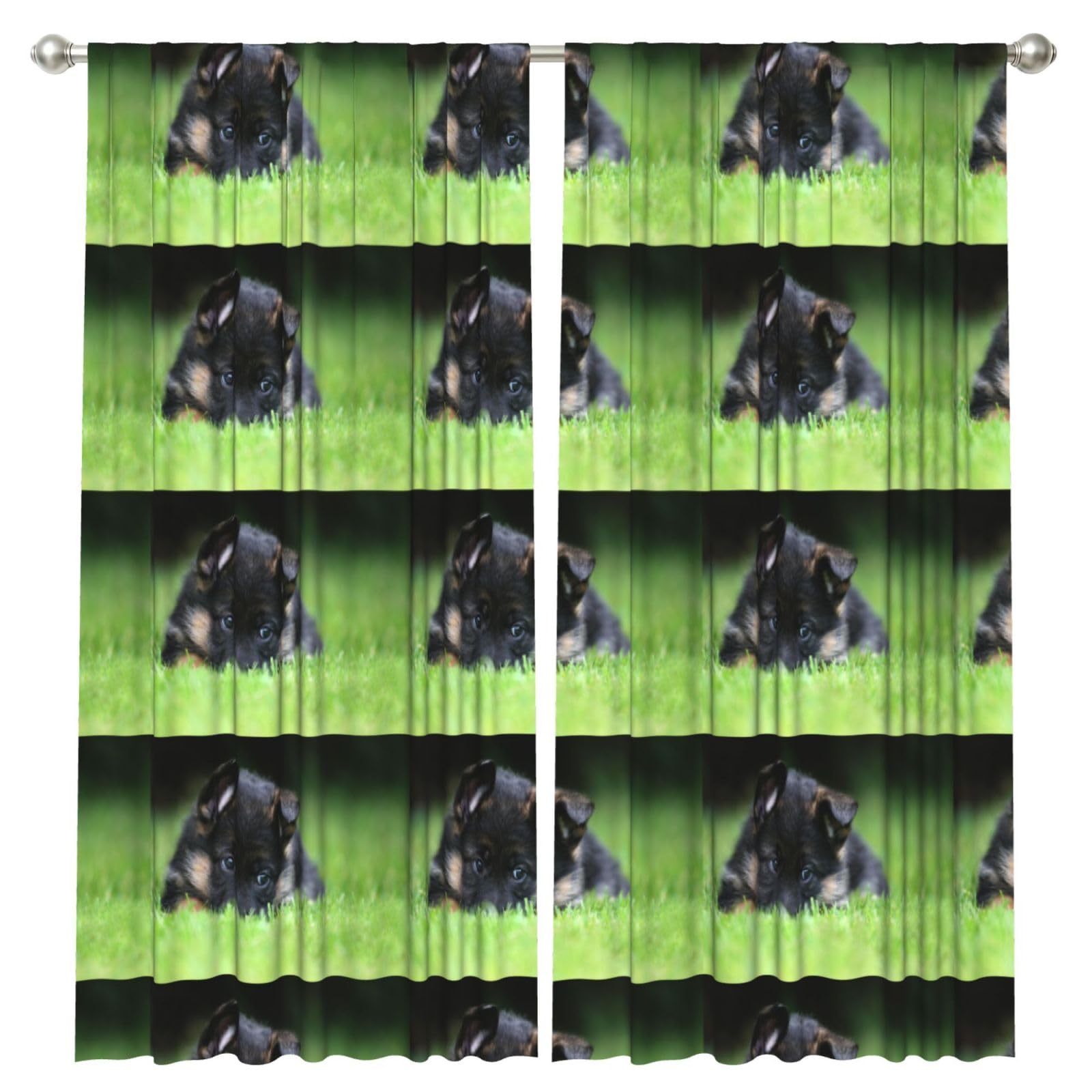 InOmak German Shepherd Puppy Pets Lawn Bokeh Dogs, 2 Panels Window Curtains 52 x 84 Inch Blackout Curtains for Living Room Bedroom