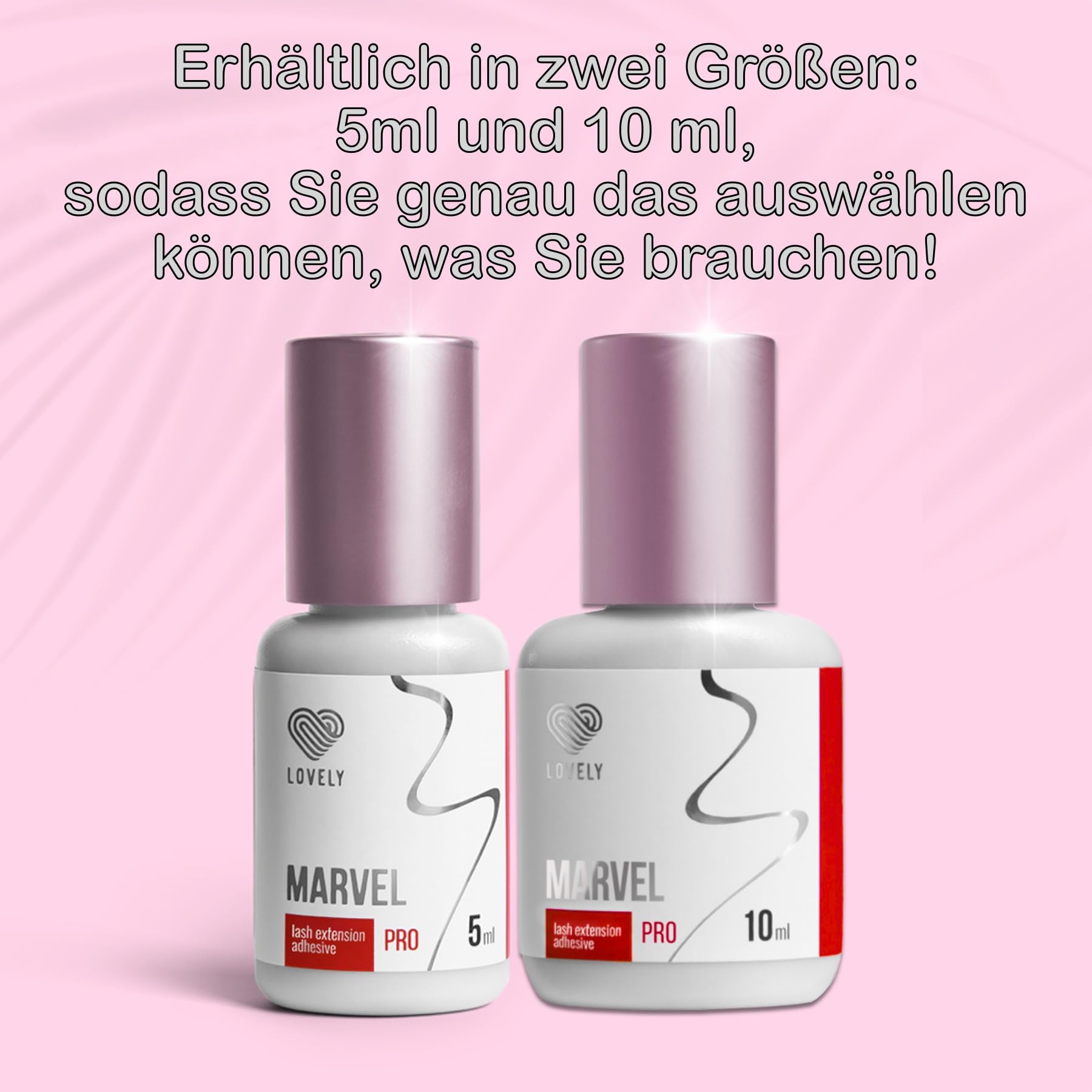 LOVELY colle pour cils MARVEL (5ml, couleur : NOIR) colle rapide, temps de séchage : 1 seconde, 8 semaines d'adhérence, faible dégagement de vapeur, pour des extensions de cils professionnelles