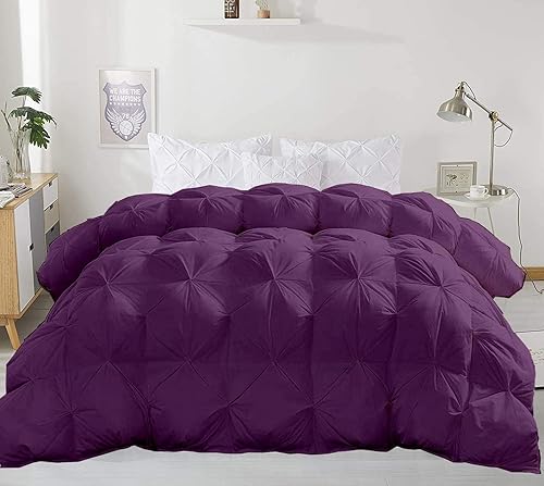 Miniatura 1 de Lujoso edredón de 1200 hilos para todas las estaciones, relleno alternativo Alaskan King Plus de 120 x 136 pulgadas, edredón plisado de algodón