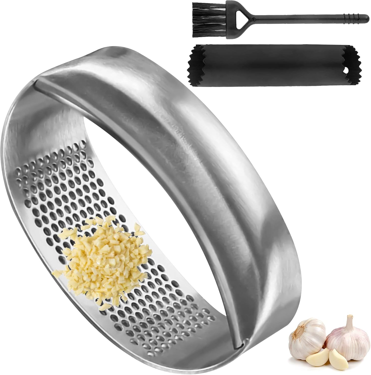 TMGLOBLE Kitchen Garlic Crusher Rocker, Garlic Press, 304 Food Grade