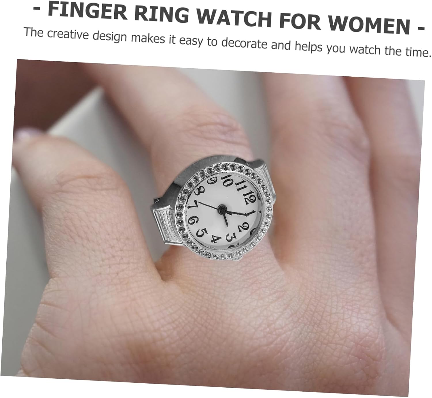 BESPORTBLE Creative Simple Finger Ring Watch for Women Vintage Style Elegant Compact Design Environmental Friendly Material Comfortable Wear