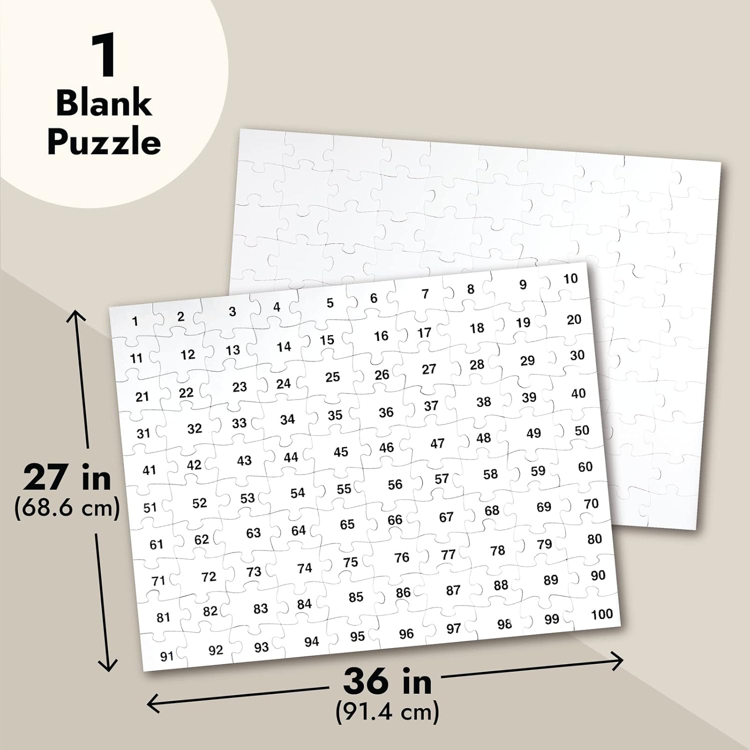 Juvale 100 Piece Blank Puzzle to Draw On - 27 x 36 in White - DIY Jigsaw Puzzle Kit for Wedding Guestbook & Kids - Paint Your Own Design & Signing Pieces