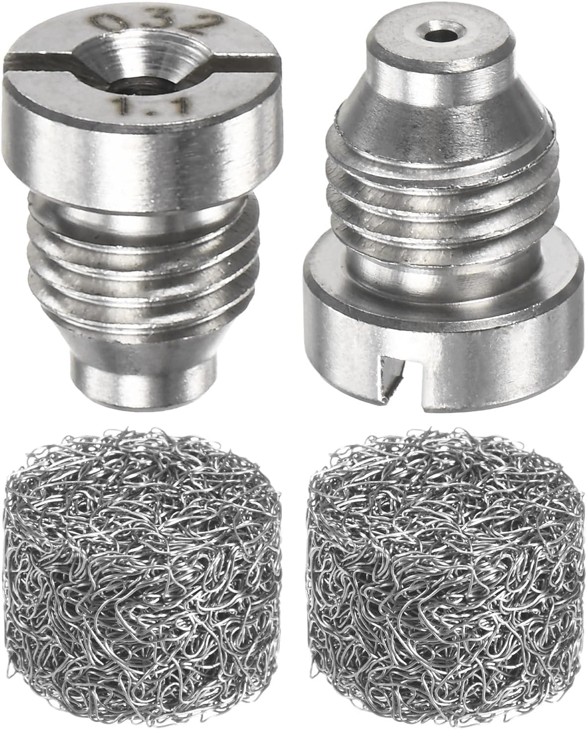 M METERXITY 6-Set Foam Cannon Orifice Nozzle, 1.1mm Stainless Steel Universal Thread Tips with Foam Maker for Snow Bubble Sprayer/Garden Hose/Kitchen Cleaner, Connector Replacement Nozzles