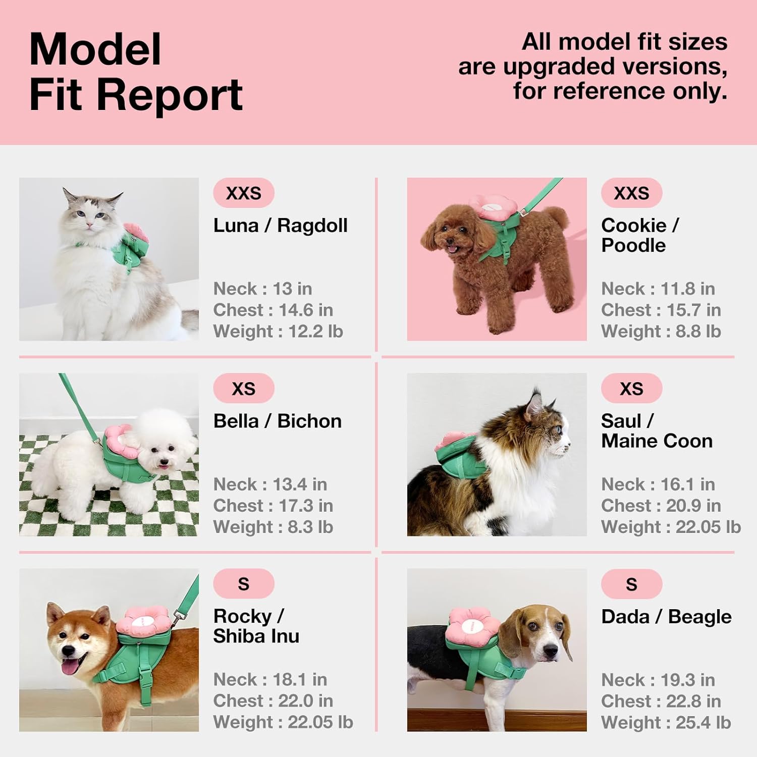 VETRESKA Flora Dog Harness, Leash and Collar Set, No Pull Dog Vest Harness for Walking and Training, Adjustable, Easy Control and Soft Padded Pet Harness and Backpack for Small Medium Large Dogs, XS