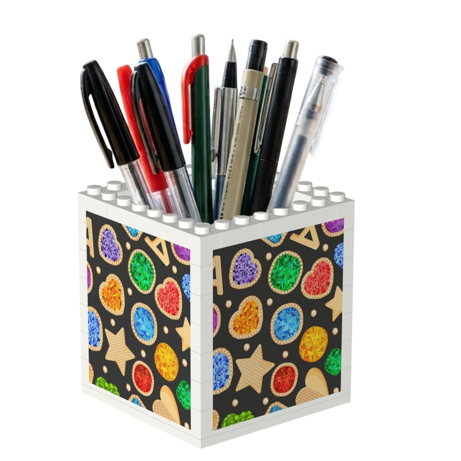 Poadnly Jewelry Gemstones Gold Fashion, Pen Pot Pencil Holder for Office Home School, Compact Desk Organiser for Office Stationery