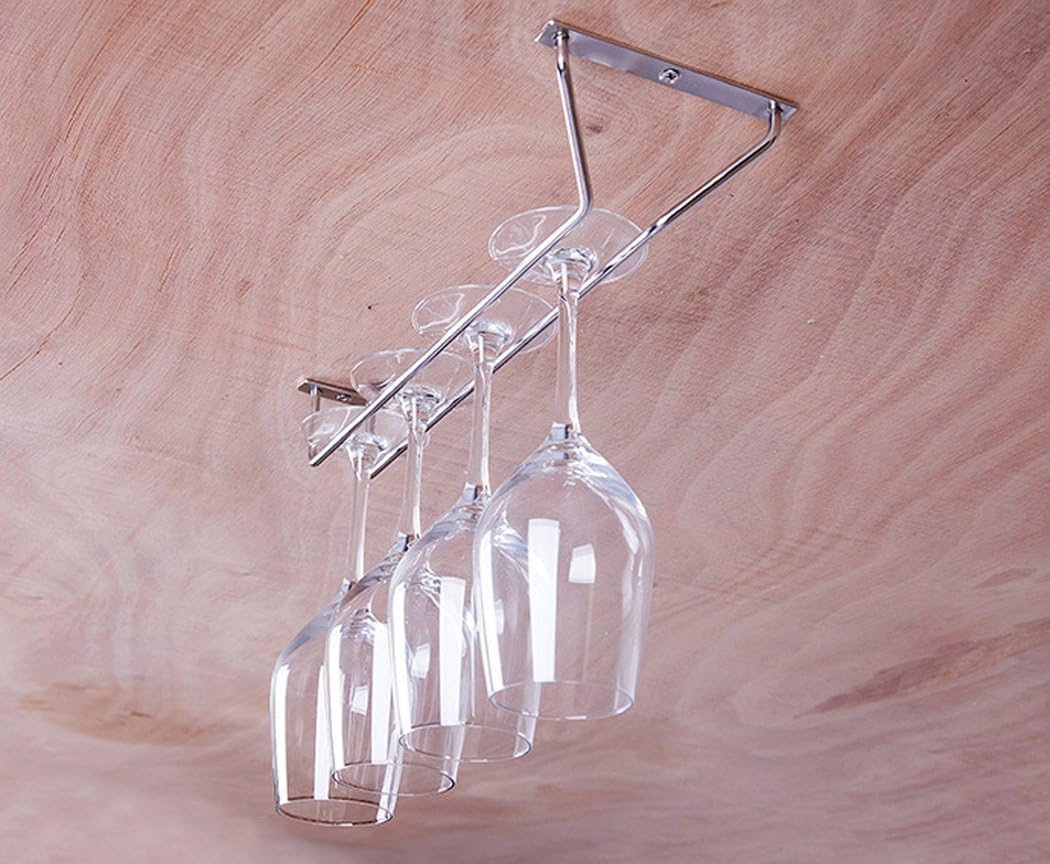 27 cm stainless steel wine glass holder rack, chrome wine glass holders under cabinet, 1 piece (3 rows)