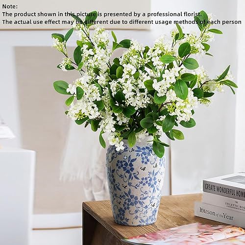 Miniatura 5 de Melorca&Guilla Plantas artificiales, 3 ramas de imitación verdes de 32 pulgadas para jarrón, tallos artificiales, ramas artificiales, plantas falsas