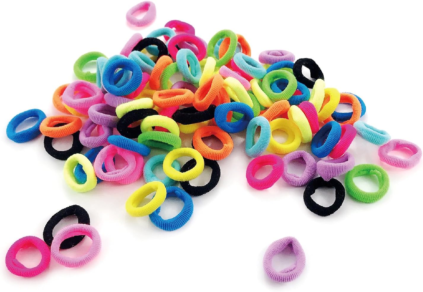 CYWLIFEHair Bands Elastics Ties for Baby Girls, 100 PCS 10 Colors, No Crease Ponytail Holders, Tiny Soft Rubber Bands for Kids Women Men, 7MM Small Size No Aches Durable Hair Accessories