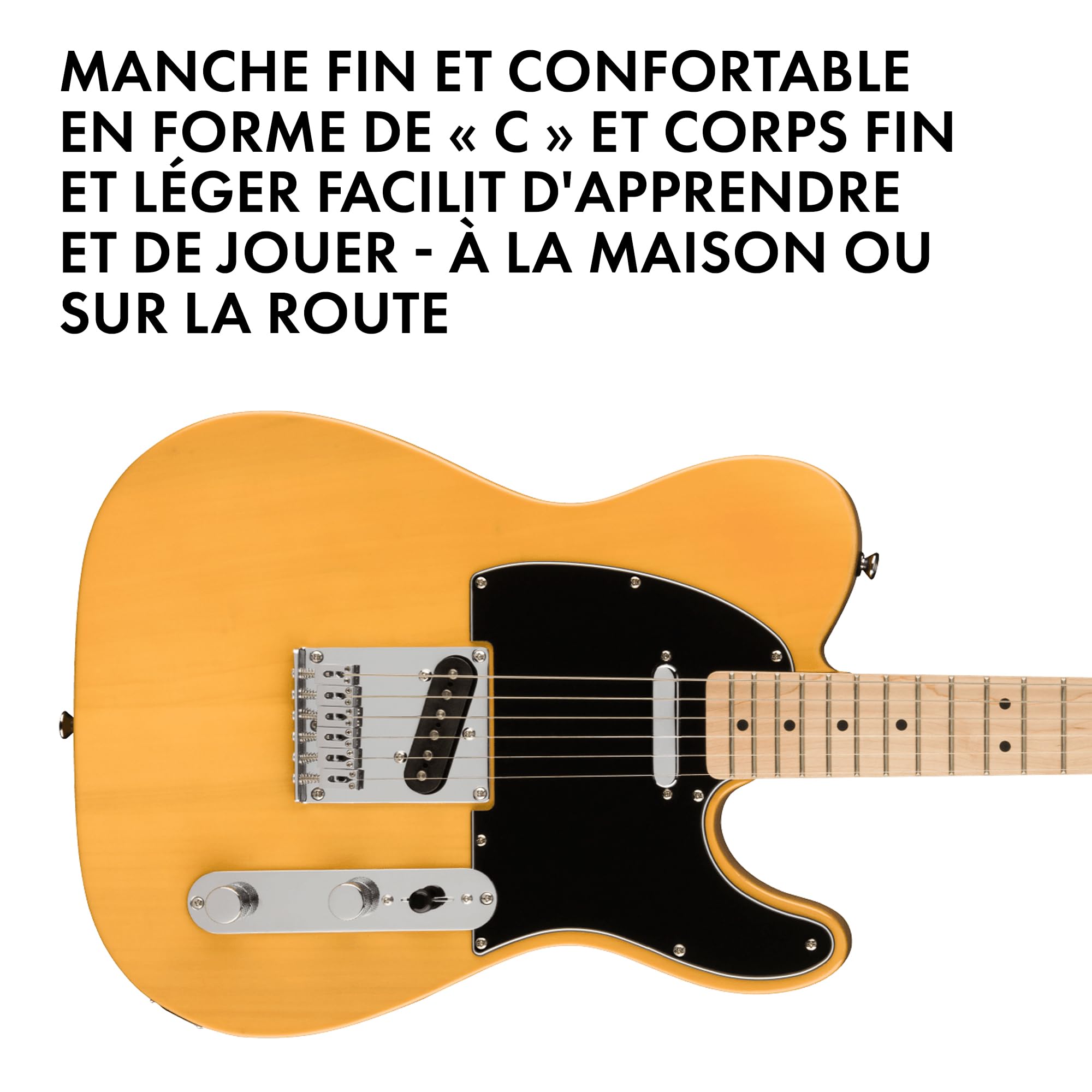 Squier by Fender Affinity Series Telecaster, Guitare Electrique, Touche en Erable, Plaque de Protection Noire, 3 Couleurs Tonalités Marron, Inclus des Cours Virtuels Gratuits sur Fender Play