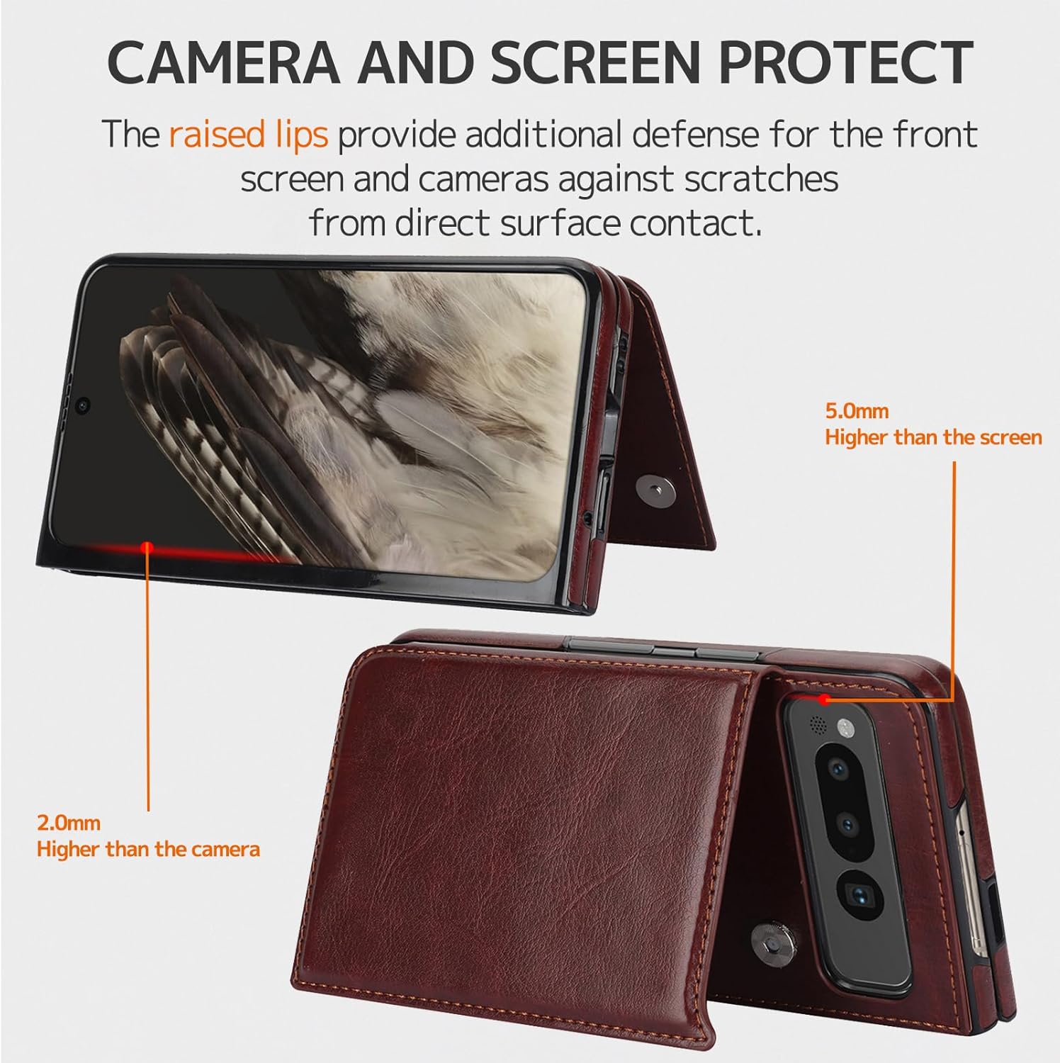 NINKI Compatible with Google Pixel Fold Wallet Case with Kickstand,Matte PU Leather Protective Shockproof Anti-Scratches Anti-Drop Card Holder Wallet Case with for Google Pixel Fold 2023 Brown