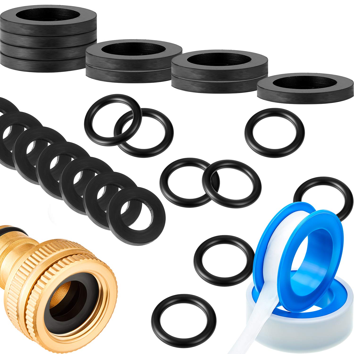24 Pieces Rubber Hose Washer Tap Sealing Rings Set with 2 Pieces 12 mm