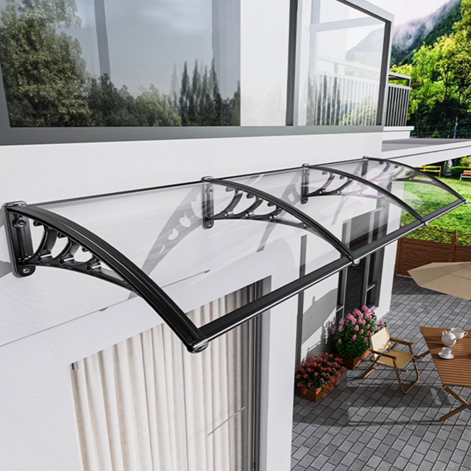 Auvent extérieur en polycarbonate 60x80 cm pour la protection de porte d'entrée