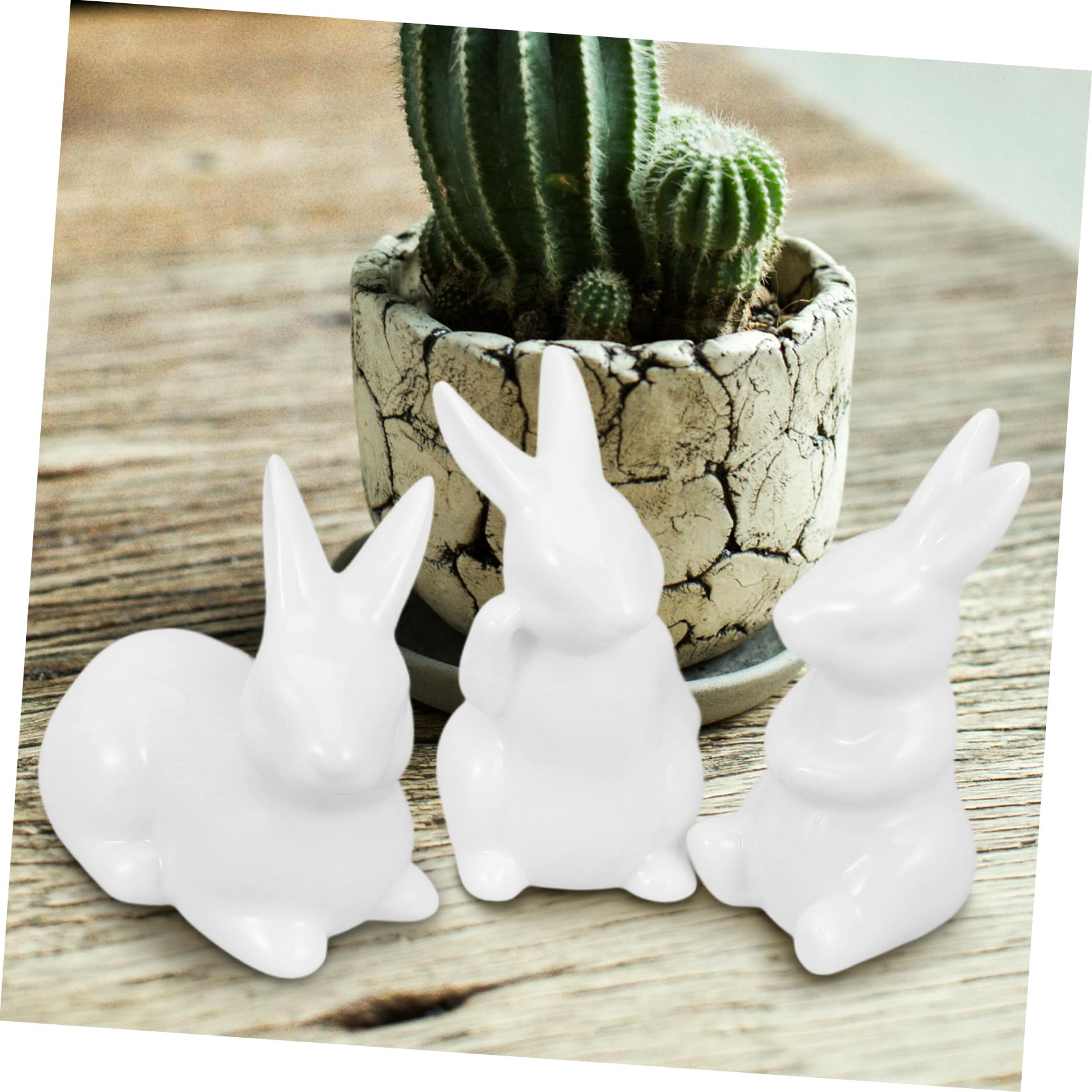 Amosfun Coniglietti in Ceramica Bianca e Idea Regalo Set 5 Pezzi Accessori Creativi e Delicati Decorativi per Casa e Studio per Arredamento