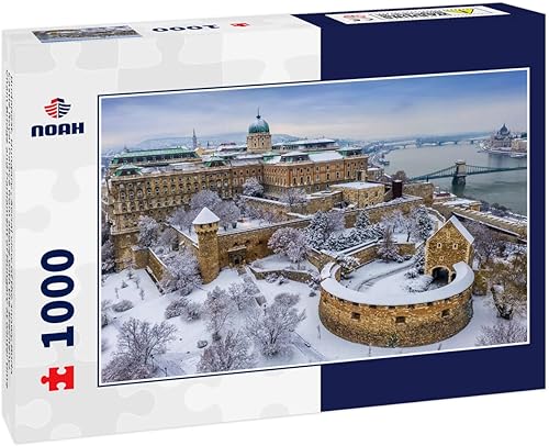 Noah Jigsaw Puzzle Budapest, Hungary - Aerial View of The Snowy Buda Castle Royal Palace from Above with The Szechenyi Chain Bridge and Parliament