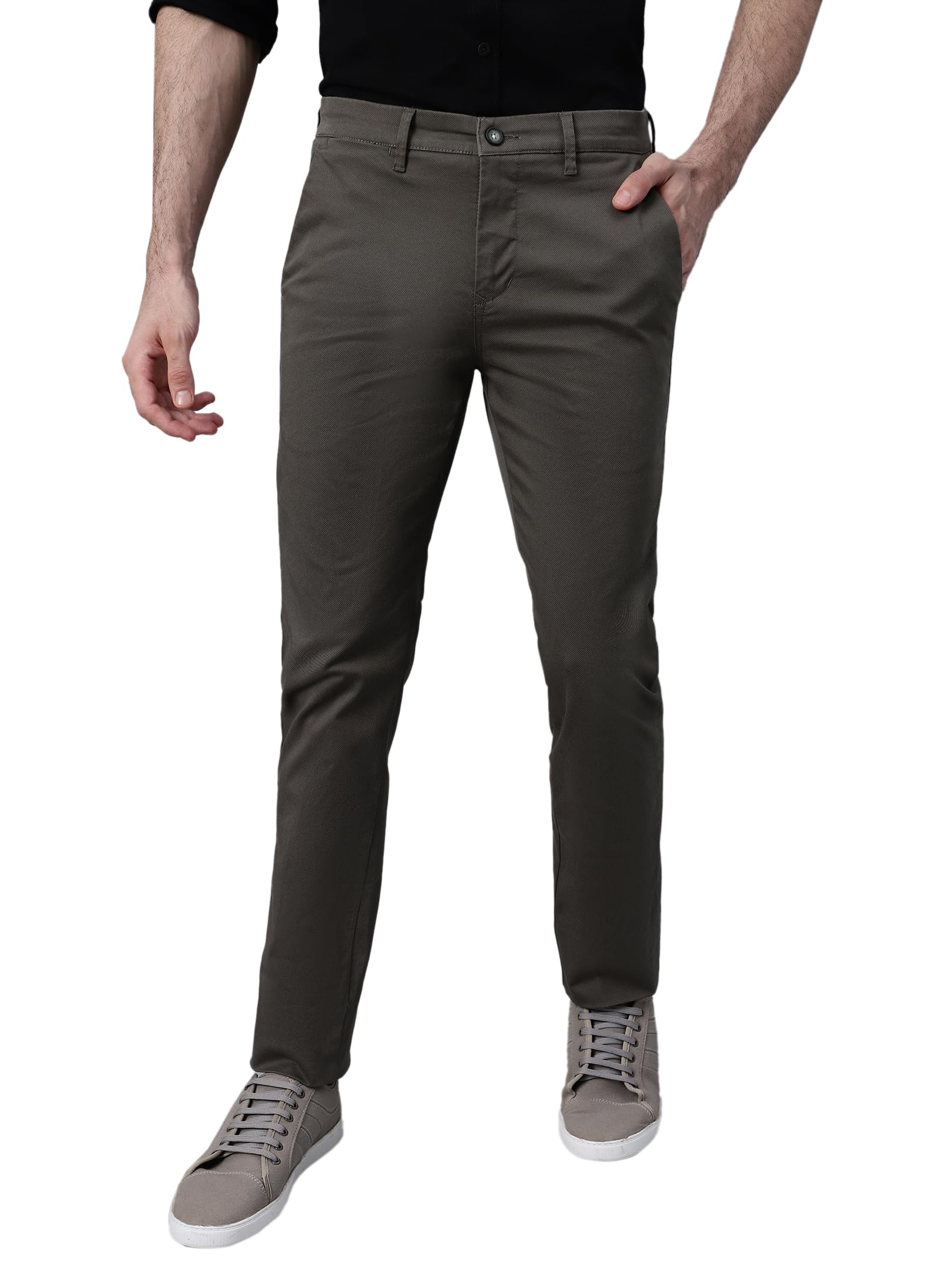 cantabil Men Self Design Non Pleated Regular Fit Mid Rise Casual Trousers for Men | Casual Pants for Men | Casual Wear Regular Fit Trousers for Men (P_MTRC00149)-picture-10