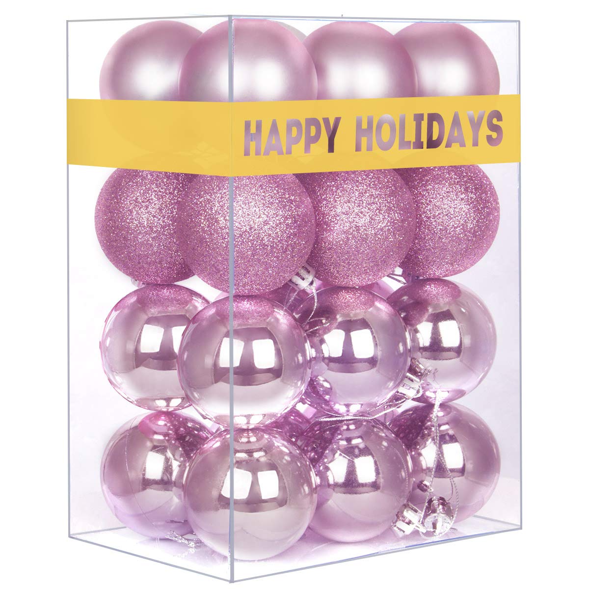 Lot de 24 grandes boules de Noël incassables à suspendre pour anniversaire, Halloween, vacances, mariage (violet lavande) - 8,1 cm