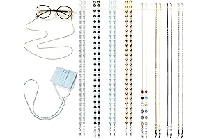 Beaded Mask Chains for Boys and Girls, Pack of 8 Colorful Eyeglass Straps for Kids