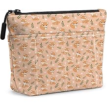 Cartoon Fox Makeup Bag Cosmetic Bag with External Pockets, Soft Portable Travel Toiletry Makeup Pouch, Cute Fox Gifts for Women Girls Sister Aniaml Lovers Nurse Mother Easter Birthday Christmas