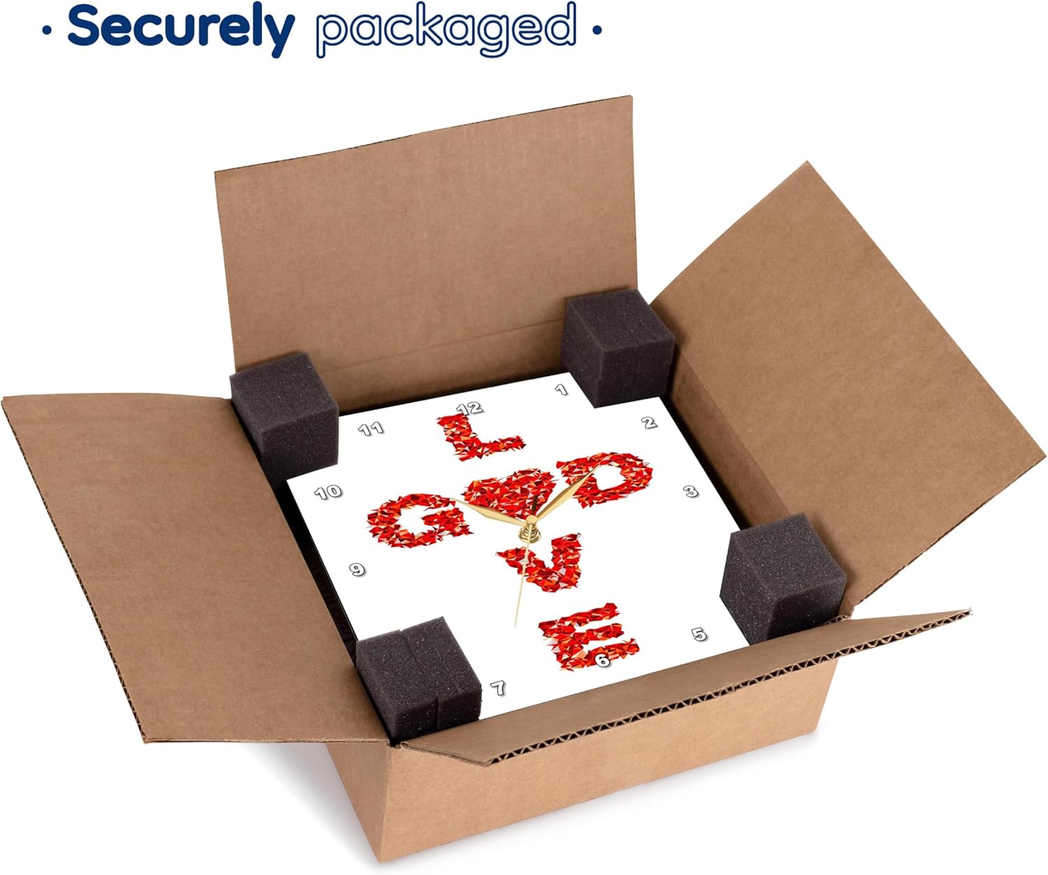 Wall Clock Silent - 15 inch - Love God Word Cross Heart Red Pattern, Typography, 3dramm - AmansMall Inspirational Typography